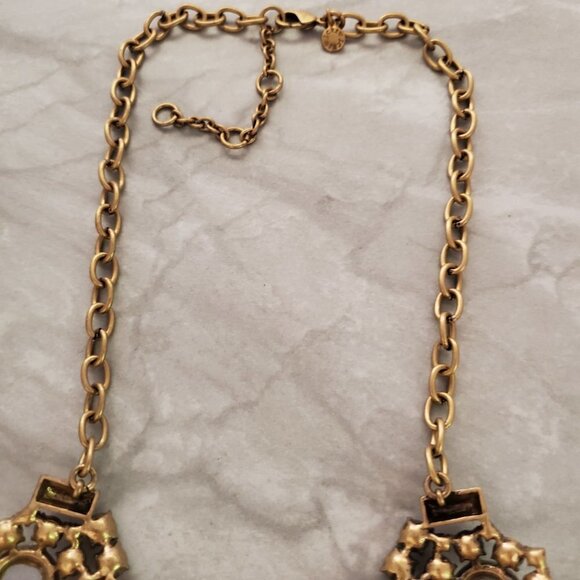 💖 J.Crew Classic Rhinestones Crystal Cluster Antique Statement Necklace 💖 - Picture 11 of 14